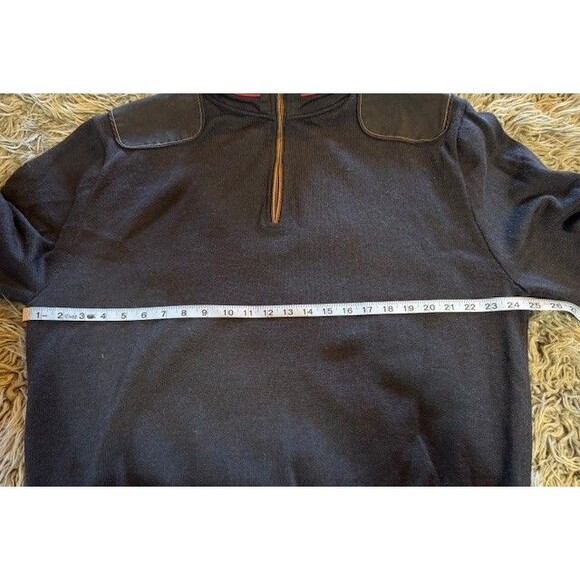 ORVIS 1/4 ZIP 100% MERINO WOOL Upton Navy Sweater Men’s Size XL Elbow Patches - Picture 10 of 13
